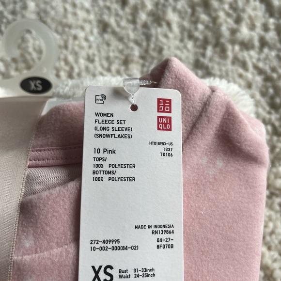 Uniqlo lounge set fleece, XS, baby pink and white - Picture 3 of 4